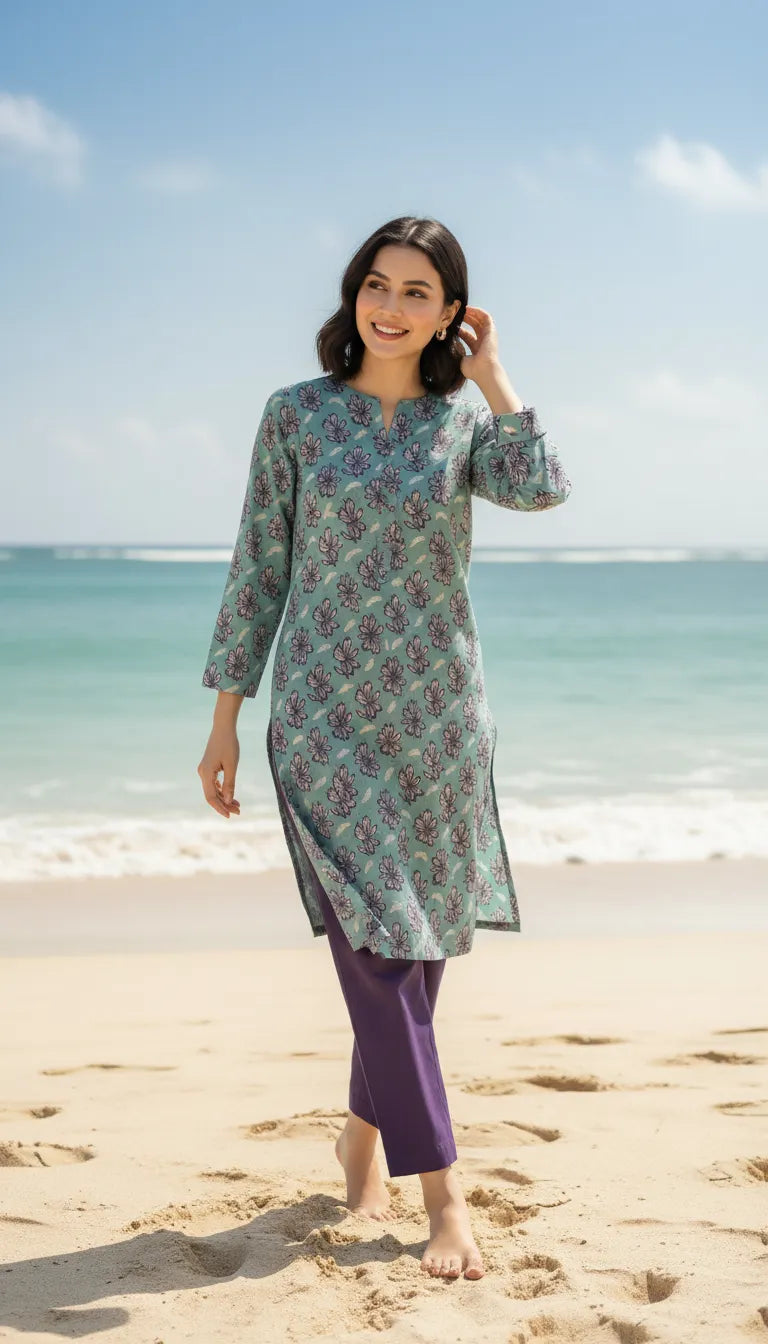 lawn 2 pc with plain trouser