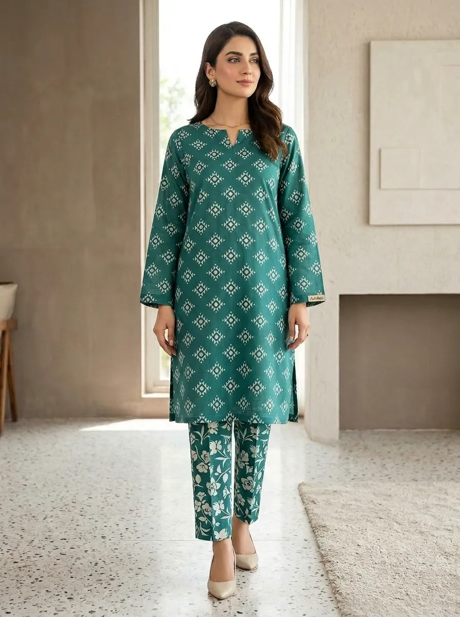 lawn 2 pc with printed trouser