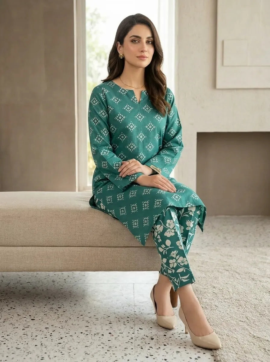 lawn 2 pc with printed trouser
