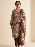 3 pc printed suit with Bamber dobatta