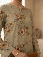 Beige Floral Lawn 2 Piece Suit