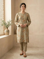 Beige Floral Lawn 2 Piece Suit