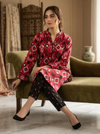 Black & Red Printed Lawn 2 Piece