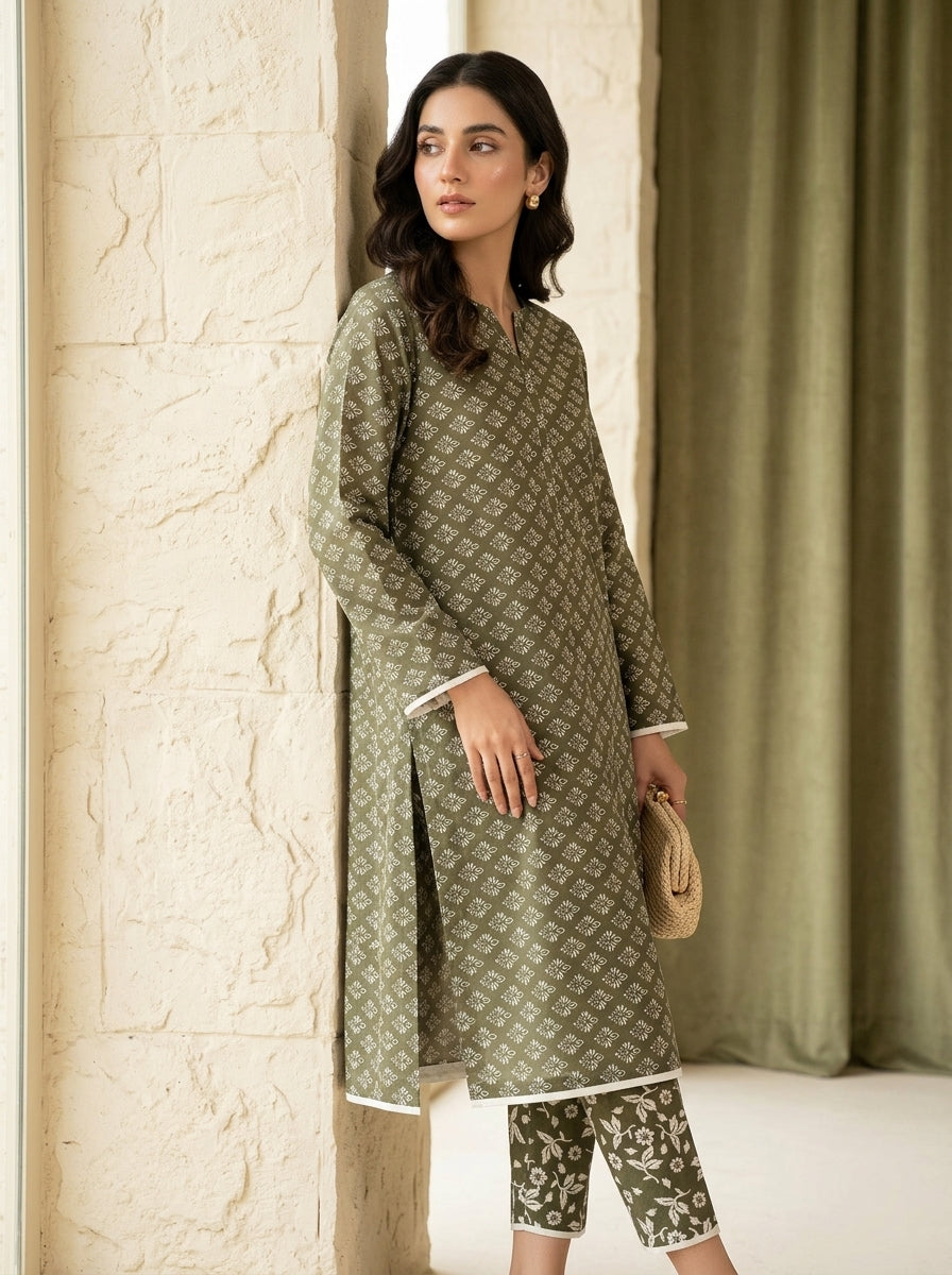 lawn 2 pc with printed trouser