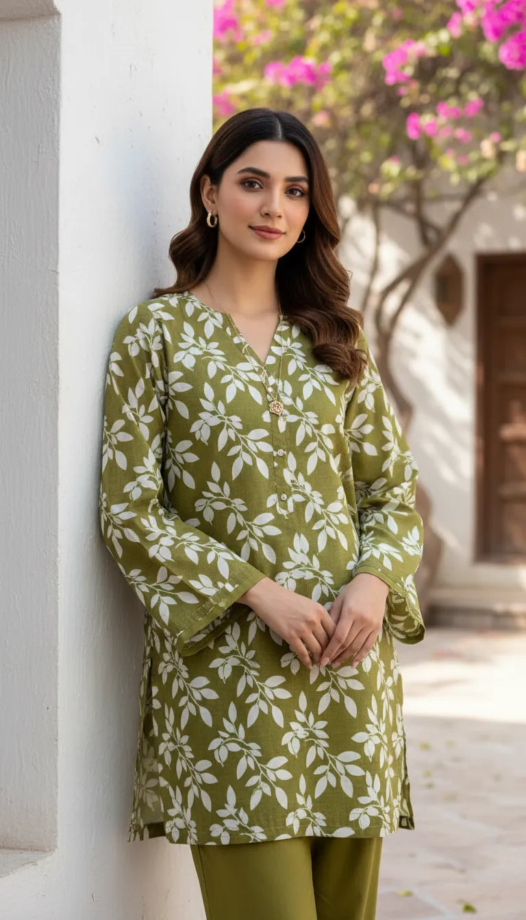 lawn 2 pc with plain trouser