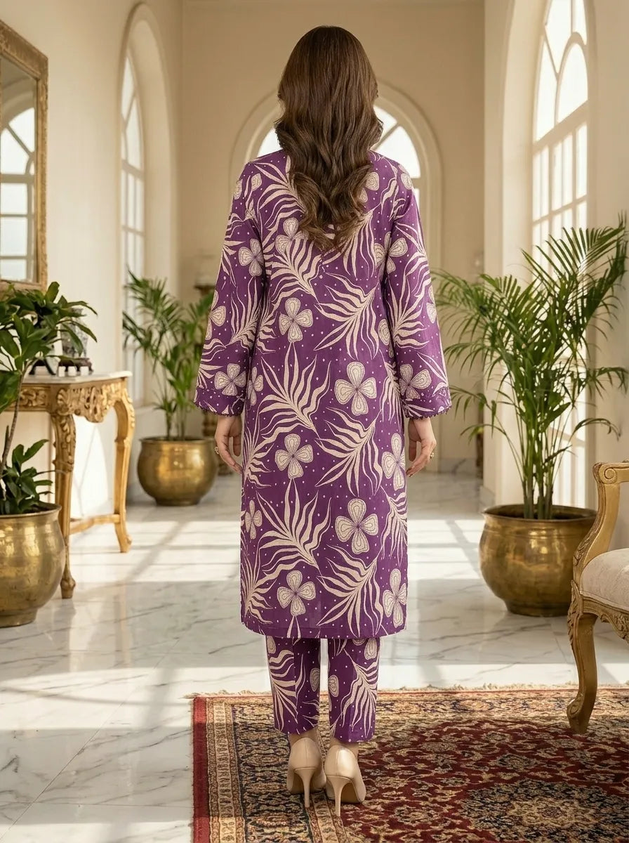Purple Floral Lawn Allover Printed 2 Piece Suit