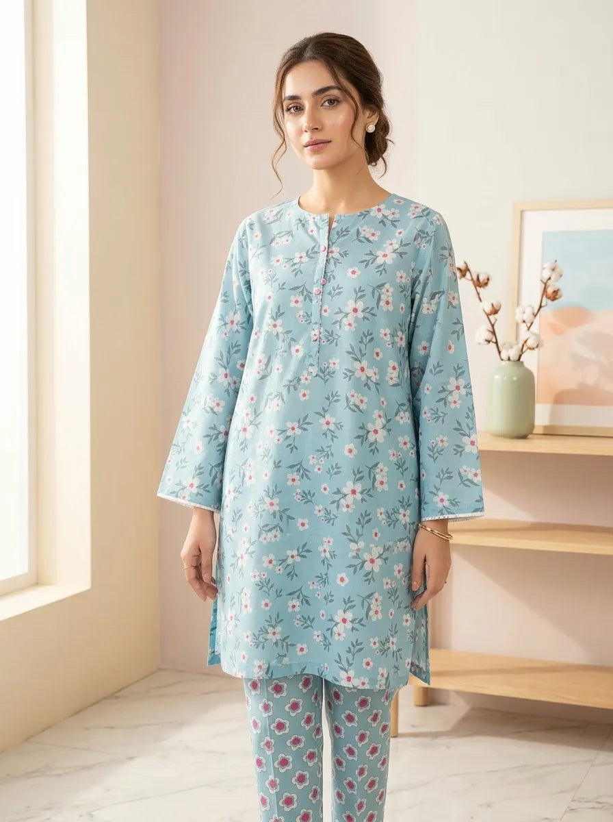 lawn 2 pc with printed trouser