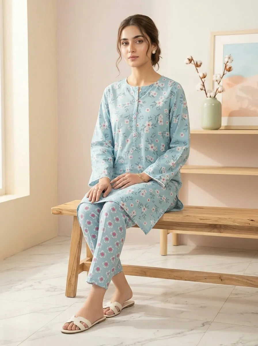 lawn 2 pc with printed trouser
