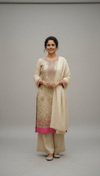 Elegant Double Shade Organza 3PC Suit