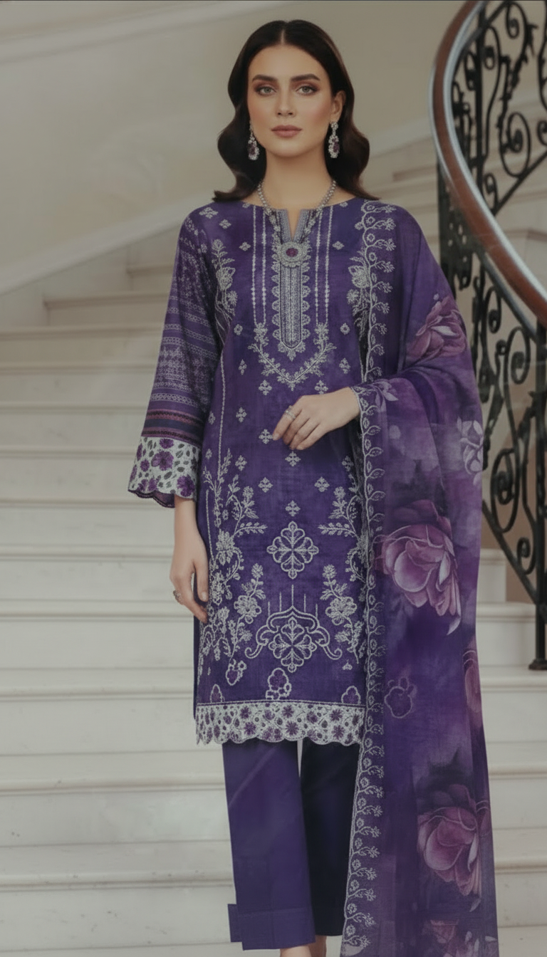 3 Piece Embroidered Lawn Suit