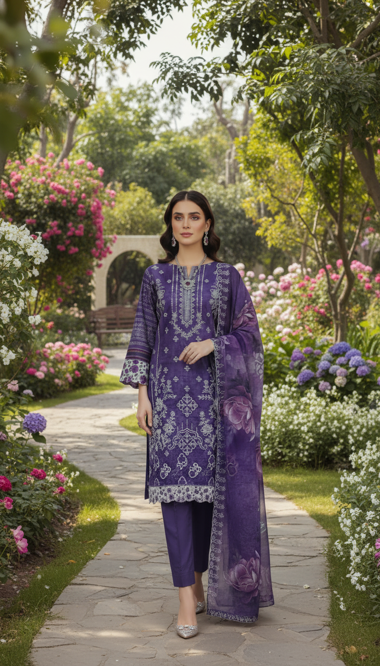 3 Piece Embroidered Lawn Suit