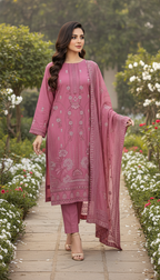 Pink Embroidered 3-Piece Lawn Suit
