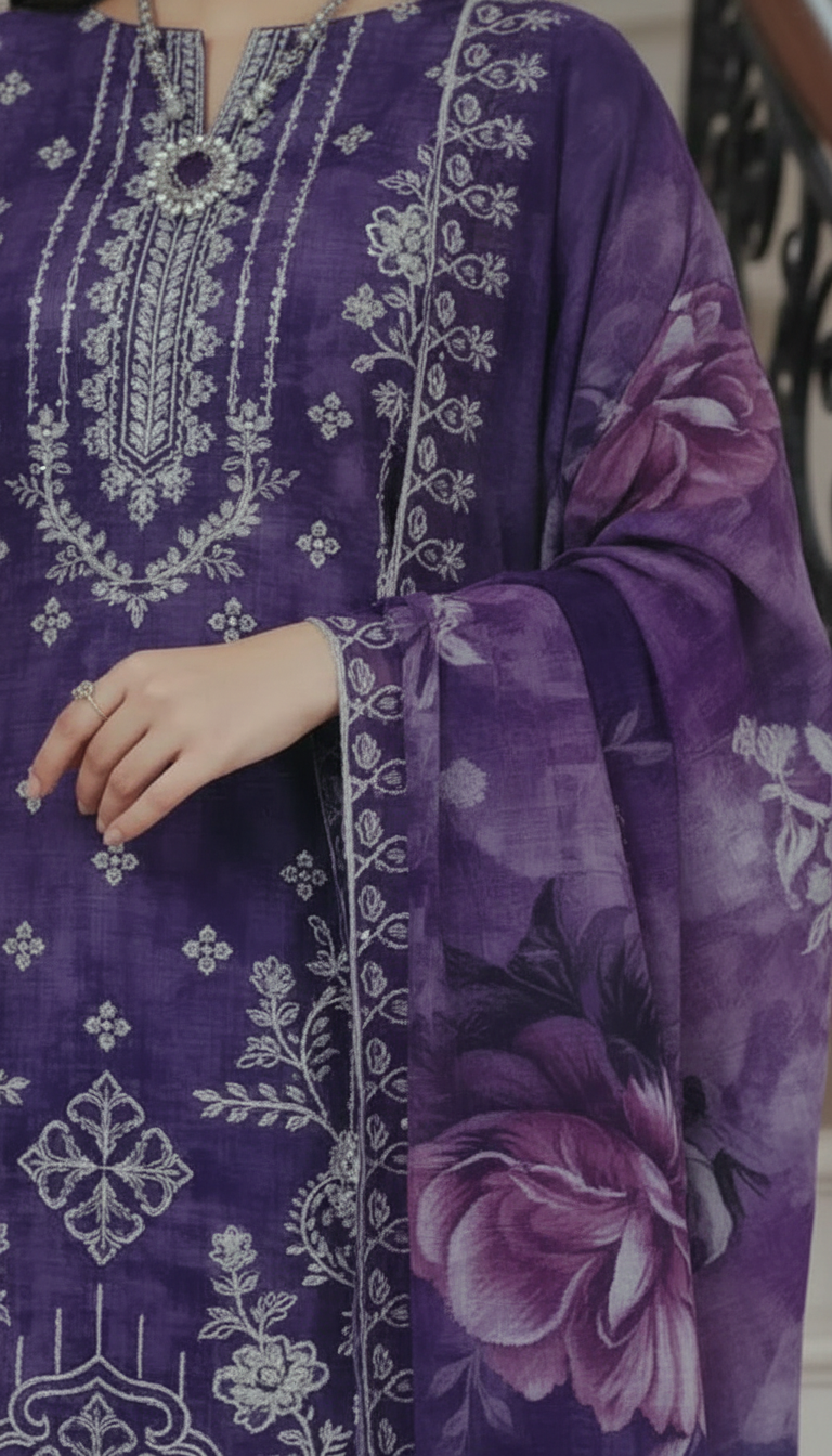 3 Piece Embroidered Lawn Suit