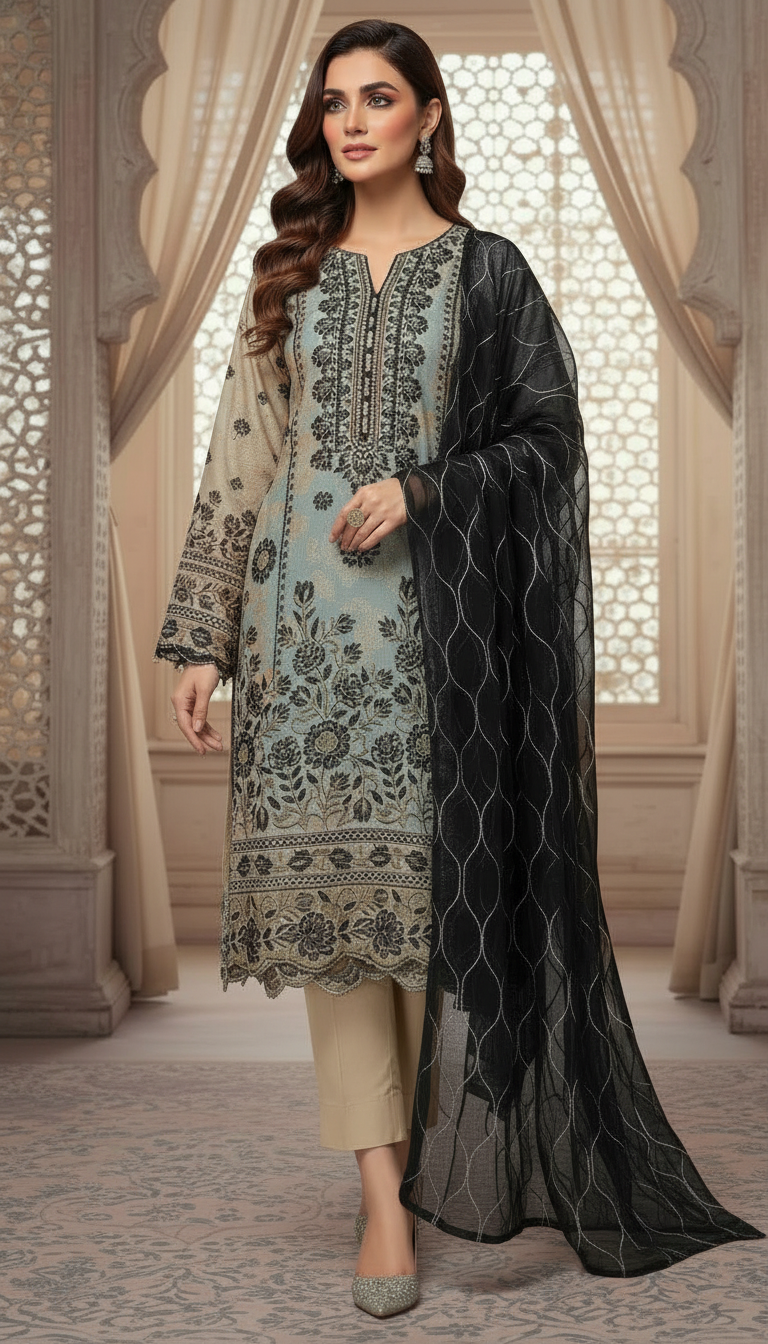 Elegant Brosha Organza 3PC Suit