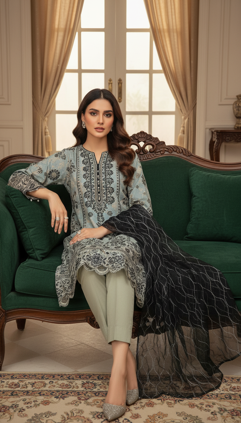 Elegant Brosha Organza 3PC Suit