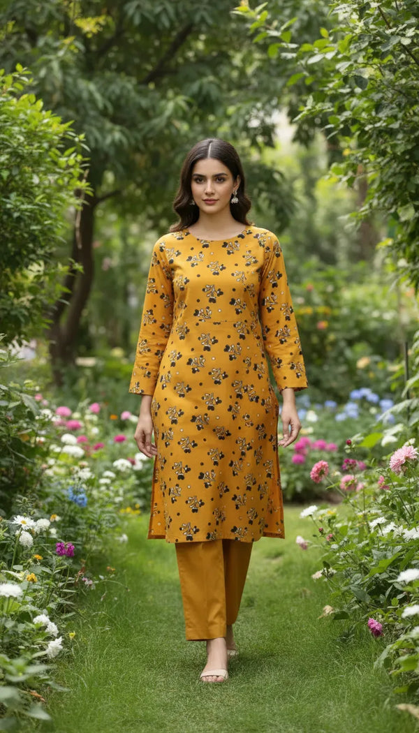 lawn 2 pc with plain trouser
