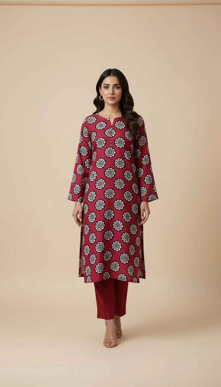 lawn 2 pc with plain trouser