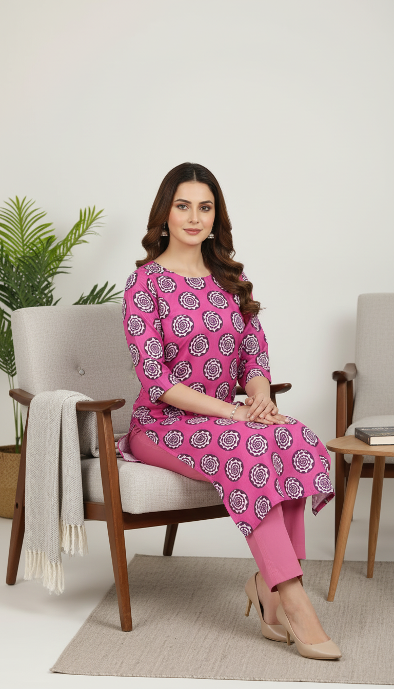 lawn 2 pc with plain trouser