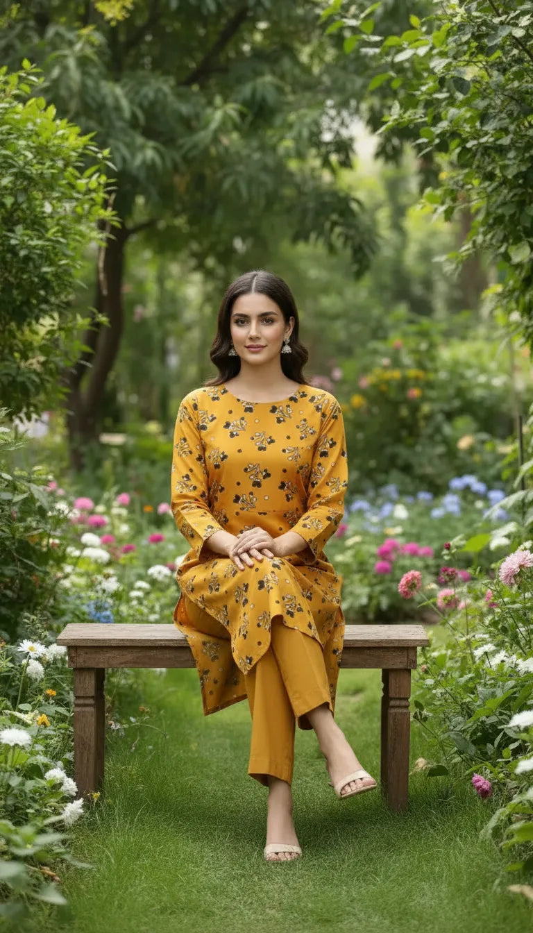 lawn 2 pc with plain trouser