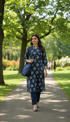 2-piece lawn with matching plain trouser