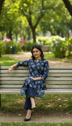 2-piece lawn with matching plain trouser