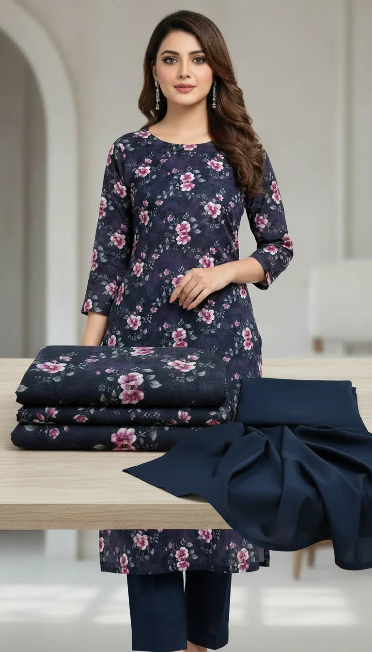 lawn 2 pc with plain trouser