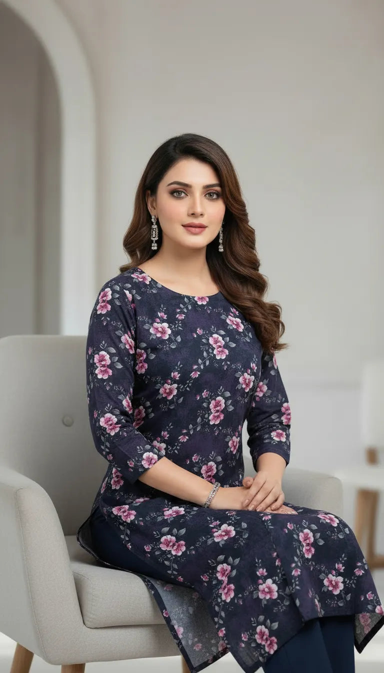 lawn 2 pc with plain trouser
