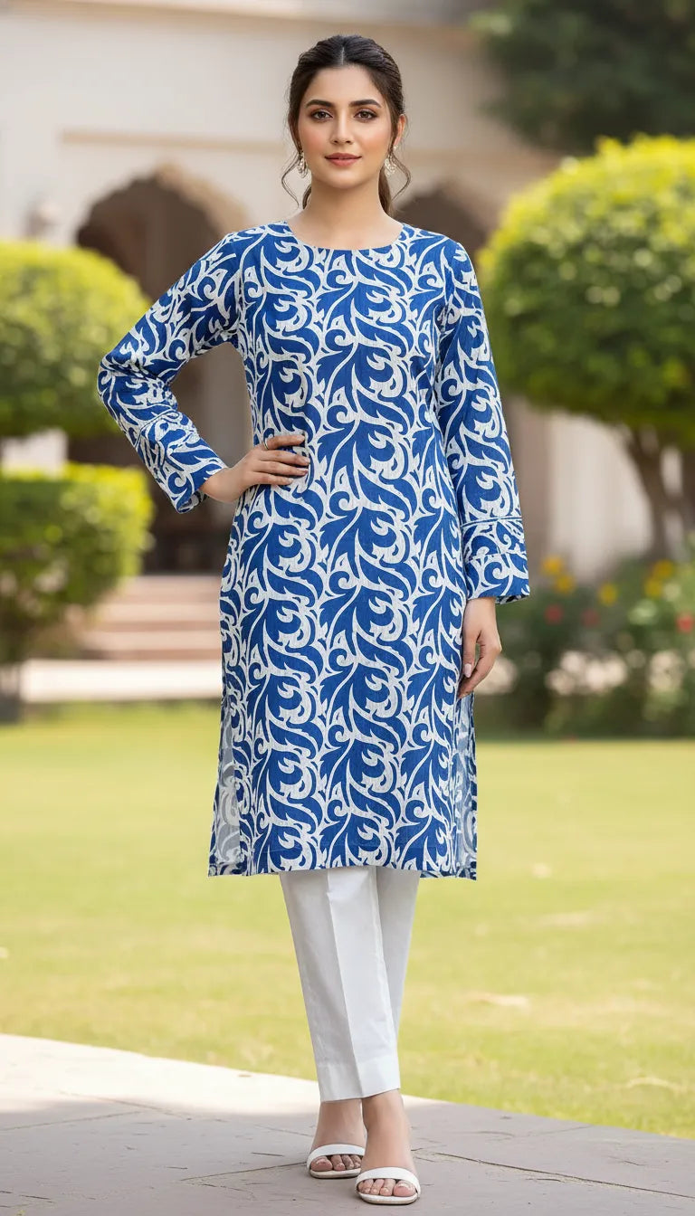 lawn 2 pc with plain trouser