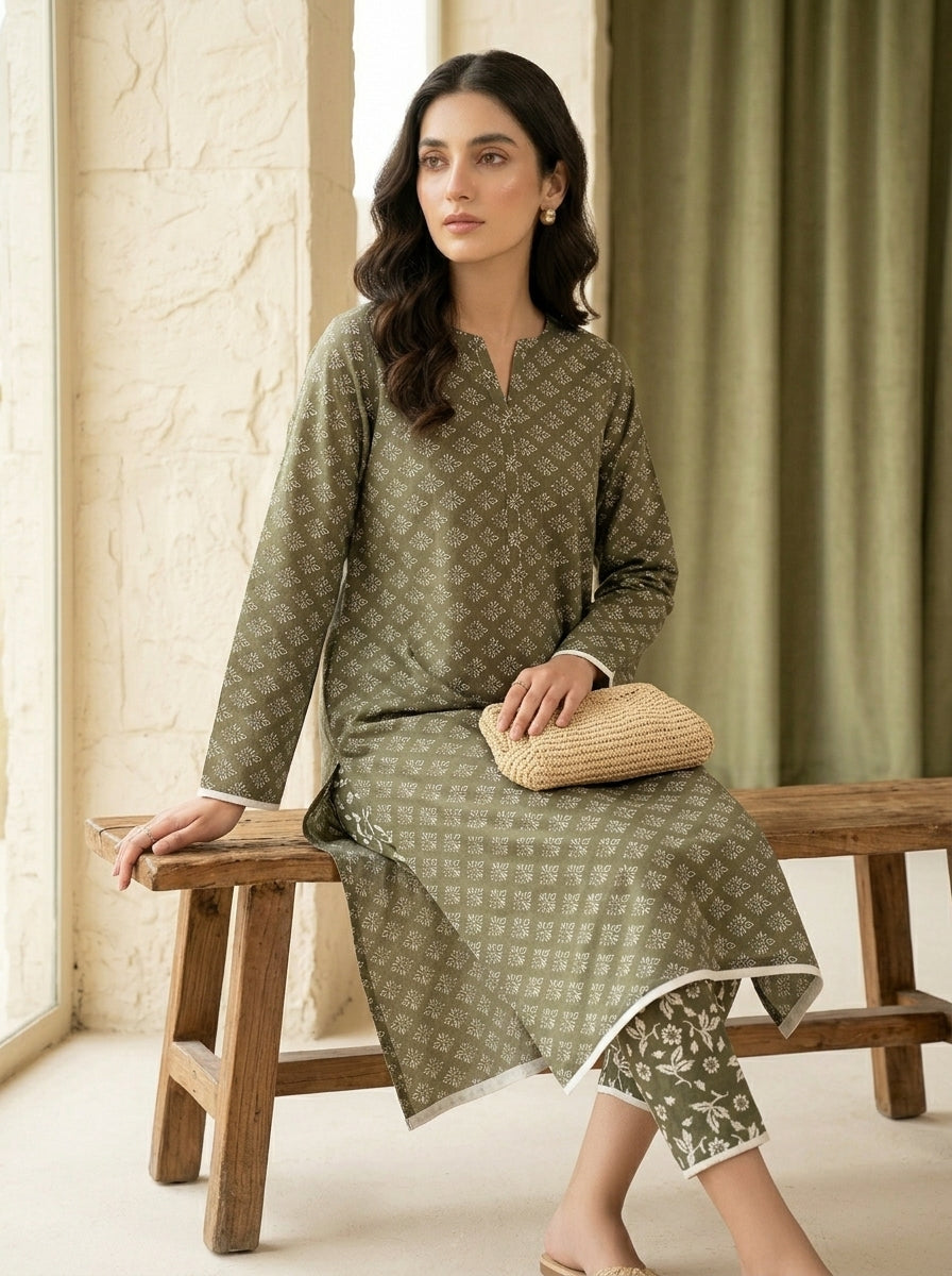 lawn 2 pc with printed trouser
